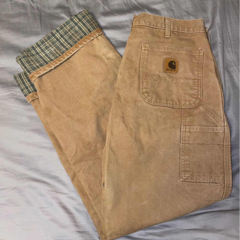 34x34 Carhartt B111 Loose Fit Washed Duck Flannel-Lined Utility Work Pant